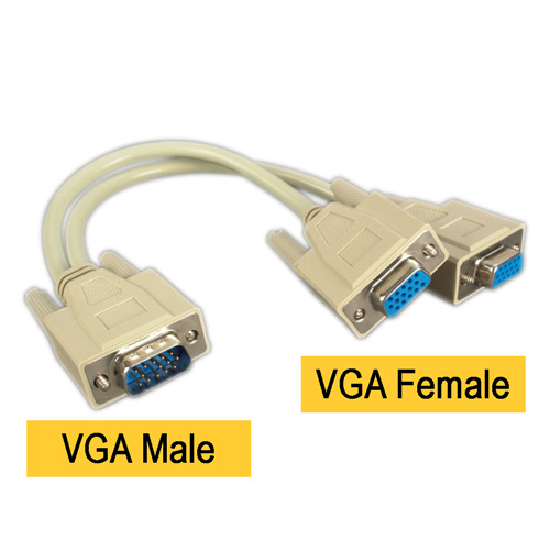 VGA SVGA to 2 VGA Y Video Splitter Cable for Monitor HD 15 pin